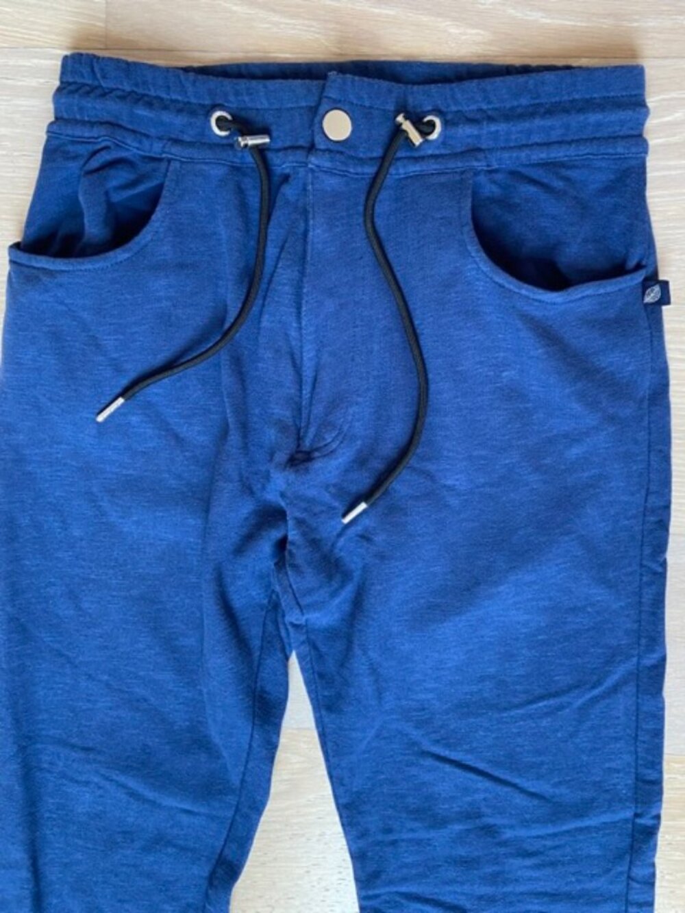 SWEET PANTS Slim Blue Smart pants, drawstring waist straight jeans styling, XS